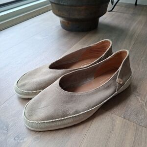 Verbenas Women's Taupe Suede/Genuine Leather Flat Espadrilles (EU 41; US 10)